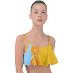 Orange, Slices, Fruit, Citrus Frill Bikini Top by kyorashop23