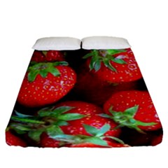 Strawberry, Berries, Fresh, Red Fitted Sheet (queen Size) by kyorashop23