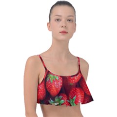 Strawberry, Berries, Fresh, Red Frill Bikini Top by kyorashop23