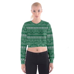 Christmas Knit Digital Cropped Sweatshirt by Mariart