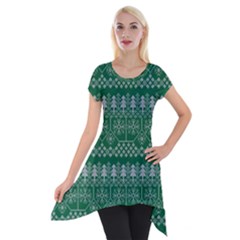 Christmas Knit Digital Short Sleeve Side Drop Tunic by Mariart