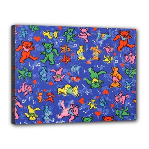 Grateful Dead Dancing Bears Pattern Canvas 16  X 12  (stretched) by Salmanaz77