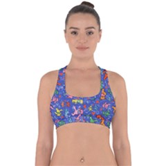 Grateful Dead Dancing Bears Pattern Cross Back Hipster Bikini Top  by Salmanaz77