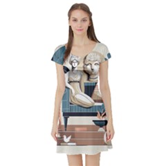 Sculpture Statue Angel Artwork Short Sleeve Skater Dress by Salmanaz77