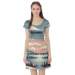 Artwork Painting Sculpture Nature Short Sleeve Skater Dress by Salmanaz77