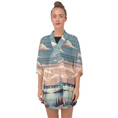 Artwork Painting Sculpture Nature Half Sleeve Chiffon Kimono by Salmanaz77