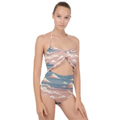 Artwork Painting Sculpture Nature Scallop Top Cut Out Swimsuit by Salmanaz77