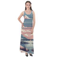 Artwork Painting Sculpture Nature Sleeveless Velour Maxi Dress by Salmanaz77