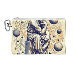 Thinker Sculpture Design Geometric Canvas Cosmetic Bag (large) by Salmanaz77