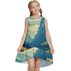 Mountains Nature Forest Landscape Kids  Frill Swing Dress by Salmanaz77