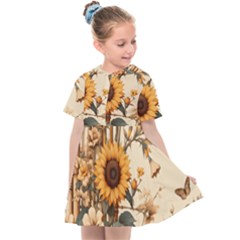 Sunflower Flowers Nature Trees Kids  Sailor Dress by Salmanaz77