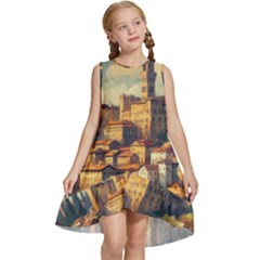 Village Houses Buildings Facade Kids  Frill Swing Dress by Salmanaz77