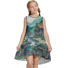 Village Nature Winter Landscape Kids  Frill Swing Dress by Salmanaz77