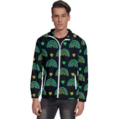 Dark Rainbow Pattern  Men s High Neck Windbreaker by ConteMonfrey