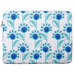 Blue Daisy Minimalist Leaves   17  Vertical Laptop Sleeve Case With Pocket by ConteMonfrey