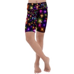 Star Colorful Christmas Abstract Kids  Lightweight Velour Cropped Yoga Leggings by Dutashop