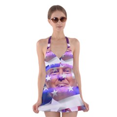 Donald Trump Flag Halter Dress Swimsuit  by vintagetrump