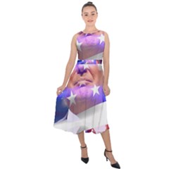 Donald Trump Flag Midi Tie-back Chiffon Dress by vintagetrump