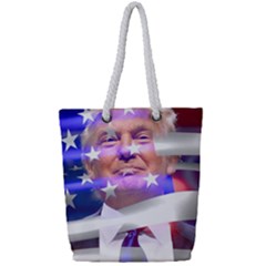 Donald Trump Flag Full Print Rope Handle Tote (small) by vintagetrump