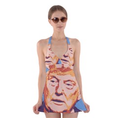 Orange Donald Trump Halter Dress Swimsuit  by vintagetrump