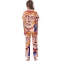 Orange Donald Trump Kids  Satin Short Sleeve Pajamas Set View2