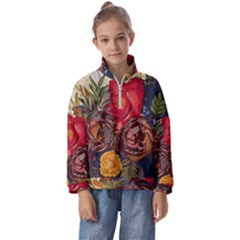 Floral Design 06 Kids  Half Zip Hoodie by myclothy