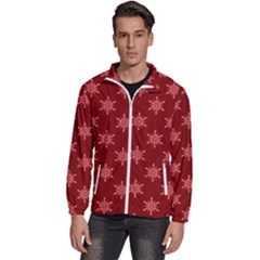 Illustrations Red Abstract Pattern Seamless Texture Men s High Neck Windbreaker by Hannah976