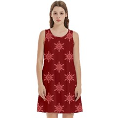 Illustrations Red Abstract Pattern Seamless Texture Round Neck Sleeve Casual Dress With Pockets by Hannah976