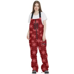 Illustrations Red Abstract Pattern Seamless Texture Women s Front Zip Ski And Snowboard Bib Pants by Hannah976