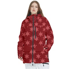 Illustrations Red Abstract Pattern Seamless Texture Women s Multi Pockets Zip Ski And Snowboard Waterproof Breathable Jacket by Hannah976