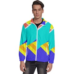 Geometric  Design 04 Men s High Neck Windbreaker by myclothy