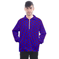 Blue Pattern Red Texture Men s Half Zip Pullover by Mariart