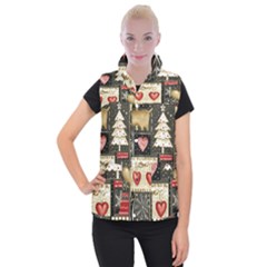 Christmas Reindeer Women s Button Up Vest by Posterlux