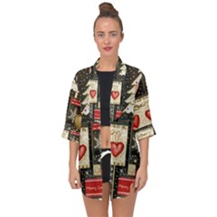 Christmas Reindeer Open Front Chiffon Kimono by Posterlux