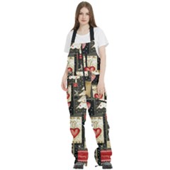 Christmas Reindeer Women s Front Zip Ski And Snowboard Bib Pants by Posterlux