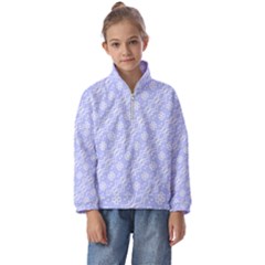 Light Purple And White Floral Pattern Kids  Half Zip Hoodie by SpinnyChairDesigns