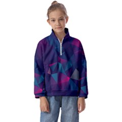 Turquoise Abstract Black Galaxy Pattern Turquoise Kids  Half Zip Hoodie by Bedest