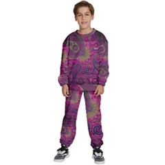 Abstract Purple Pattern Kids  Sweatshirt Set by Bedest