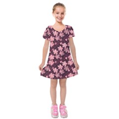 Cherry Blossoms Japanese Kids  Short Sleeve Velvet Dress by HermanTelo