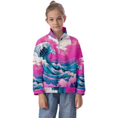 Waves Mountains Sky Kids  Half Zip Hoodie by Grandong