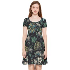 Pattern Flowers Plants Leaves Inside Out Cap Sleeve Dress by Posterlux