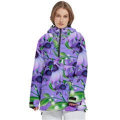 Purple Flower Nature Women s Pullover Zip Ski And Snowboard Waterproof Breathable Jacket by Posterlux