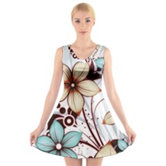 Flowers Flowers Pattern V-neck Sleeveless Dress by Posterlux