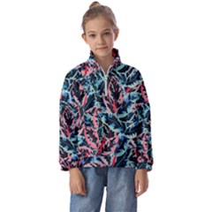 Leaves Pattern Patterns Colorful Kids  Half Zip Hoodie by Posterlux