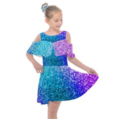 Rainbow Colors Colorful Pattern Kids  Shoulder Cutout Chiffon Dress by Posterlux