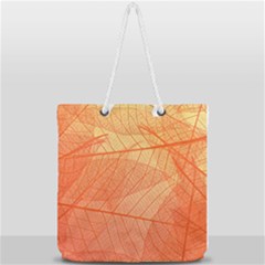 Abstract Texture Of Colorful Bright Pattern Of Transparent Leaves Of Orange And Yellow Color Full Print Rope Handle Tote (large) by Posterlux