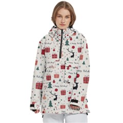 Happy Holiday Xmas Christmas Pattern Women s Pullover Zip Ski And Snowboard Waterproof Breathable Jacket by Paksenen