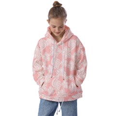 Lace White Ornamental Textile Kids  Oversized Hoodie by Paksenen