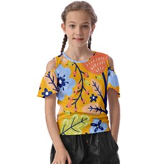 Floral Pattern Beautiful Aesthetic Kids  Butterfly Cutout T-shirt by Paksenen