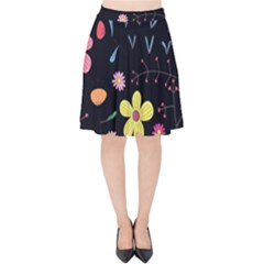 Foliage Pattern Beautiful Aesthetic Secret Garden Velvet High Waist Skirt by Paksenen